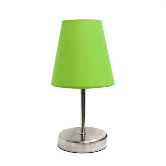 Picture of Simple Designs Mini Basic Table Lamp with Fabric Shade, 10-3/5inH, Green/Sand Nickel