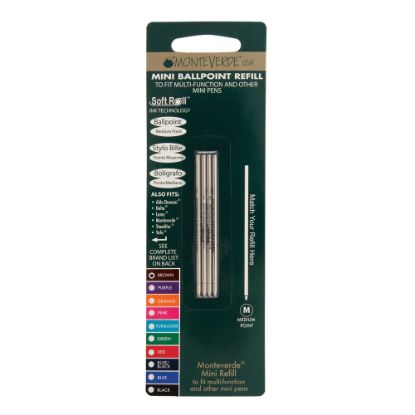 Picture of Monteverde Mini Ballpoint Pen Refills, Medium Point, 0.7 mm, Brown Ink, Pack Of 4