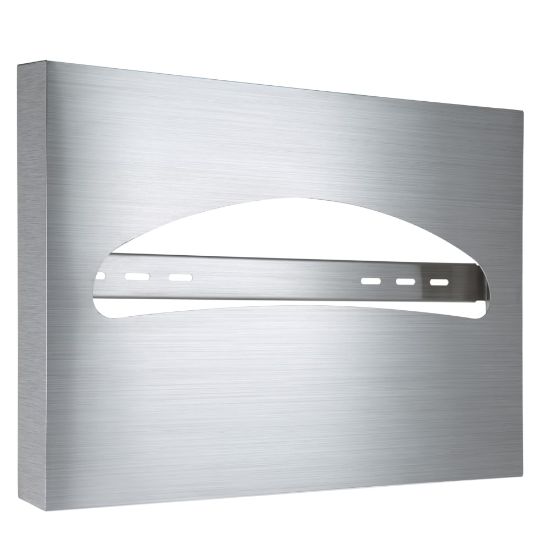 Picture of Alpine Industries Stainless Steel Brushed Half-Fold Toilet Seat Cover Dispenser With Toilet Seat Covers