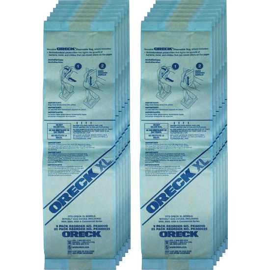 Picture of Oreck XL Upright Single-wall Filtration Bags - 12 / Carton - Antimicrobial - Blue