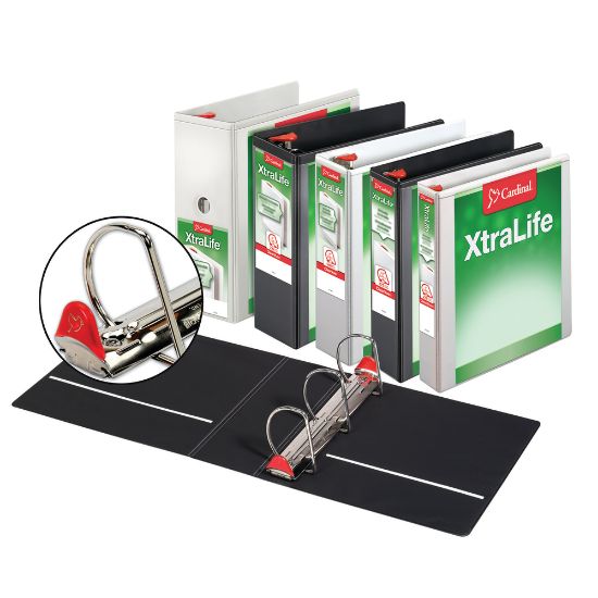 Picture of Cardinal XtraLife Locking Slant-D Ring 3-Ring Binder, 1in D-Rings, White