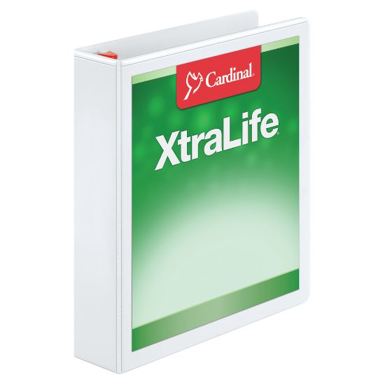 Picture of Cardinal XtraLife Locking Slant-D Ring 3-Ring Binder, 1 1/2in D-Rings, White