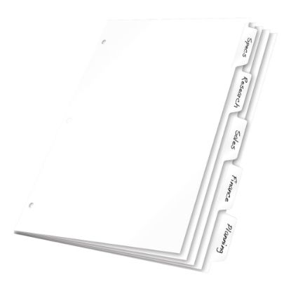 Picture of Cardinal Write N Erase Tab Dividers, 5-Tab, White