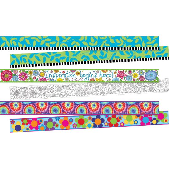 Picture of Barker Creek Double-Sided Borders, 3in x 35in, Floral, 12 Strips Per Pack, Set Of 3 Packs