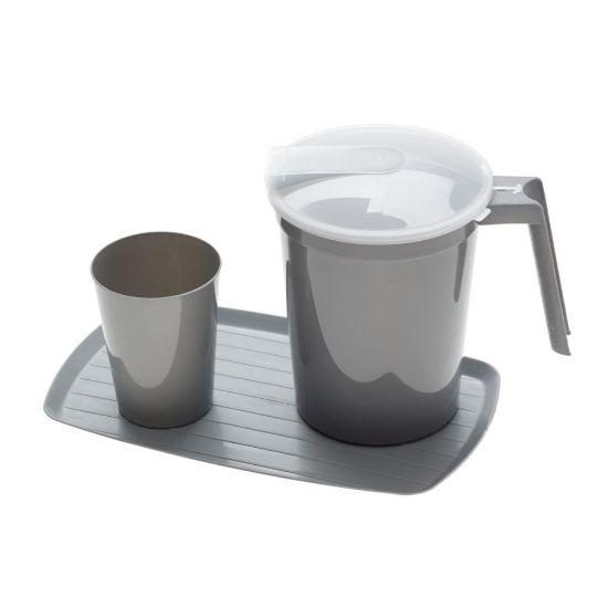 Picture of Medline Water Tumbler & Pitcher Sets With Tray, Graphite, Pack Of 12