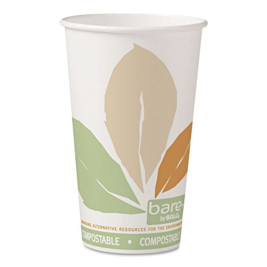 Picture of Bare by Solo Eco Forward PLA Paper Hot Cups, 16 Oz, Leaf, Pack Of 1,000 Cups