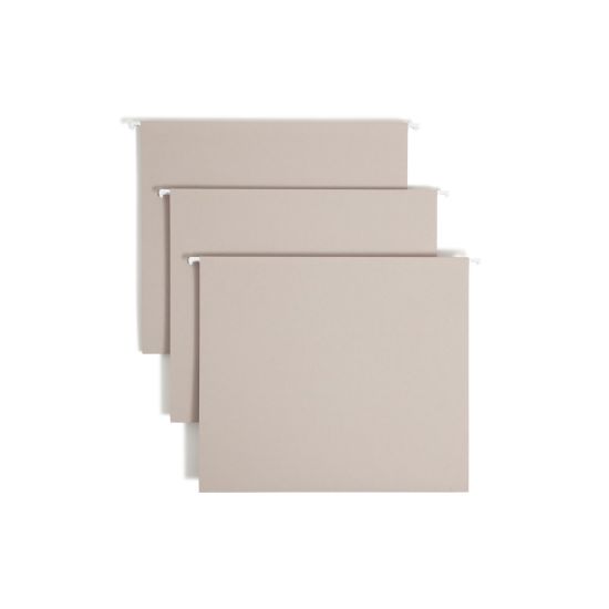 Picture of Smead TUFF Hanging Box Bottom Folder With Easy Slide? Tab, 2in Expansion, 1/3-Cut Sliding Tab, Letter Size, Steel Gray, Box of 18