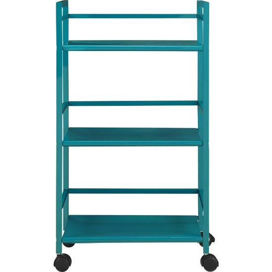 Picture of Ameriwood Home Marshall 3-Shelf Metal Rolling Utility Cart, Teal