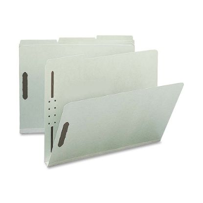 Picture of Nature Saver 1/3-Cut Pressboard Fastener Folders, Letter Size, 1in Expansion, 75% Recycled, Gray Green, Box Of 25