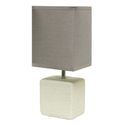 Picture of Simple Designs Petite Faux Stone Table Lamp, 11-13/16inH, White Base/Gray Shade