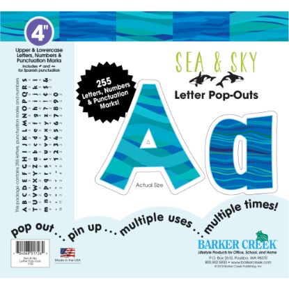 Picture of Barker Creek Letter Pop-Outs, 4in, Sea & Sky, Pack Of 255 Pop-Outs