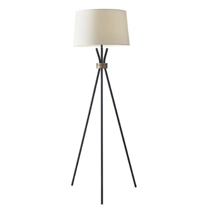 Picture of Adesso Benson Floor Lamp, 60inH, White Shade/Black Base