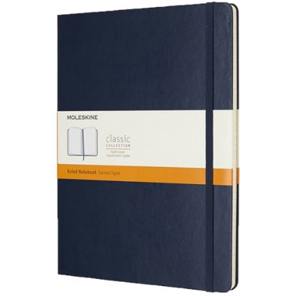 Picture of Moleskine Classic Hard Cover Notebook, 7-1/2in x 10in, Ruled, 192 Pages, Sapphire Blue