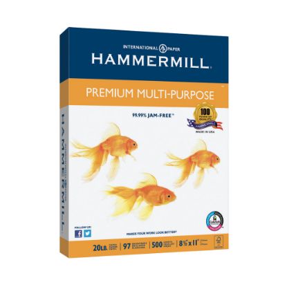 Picture of Hammermill Premium Multi-Use Printer & Copy Paper, 1 Ream, White, Letter (8.5in x 11in), 500 Sheets Per Ream, 20 Lb, 92 Brightness