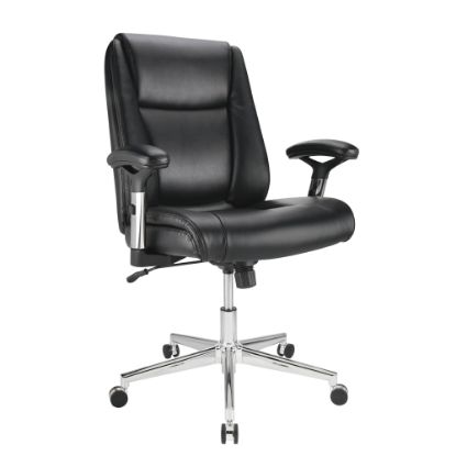 Picture of Realspace Densey Bonded Leather Mid-Back Managers Chair, Black/Silver, BIFMA Compliant