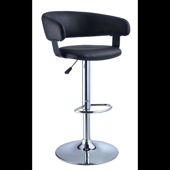 Picture of Powell Barrel Back Adjustable Bar Stool, Black/Chrome