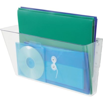 Picture of deflecto Single Unit Stackable DocuPockets - 1 Compartment(s) - 7in Height x 16.3in Width x 4in Depth - Wall Mountable - Clear - 1Each