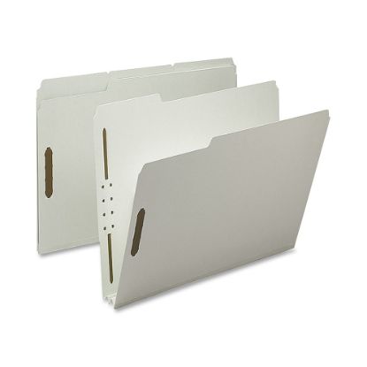 Picture of Nature Saver 1/3-Cut Pressboard Fastener Folders, Letter Size, 2in Expansion, 100% Recycled, Gray Green, Box Of 25