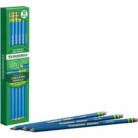 Picture of Dixon Eraser-Tipped Checking Pencils, HB Lead, Blue Lead, Pack Of 12 Pencils