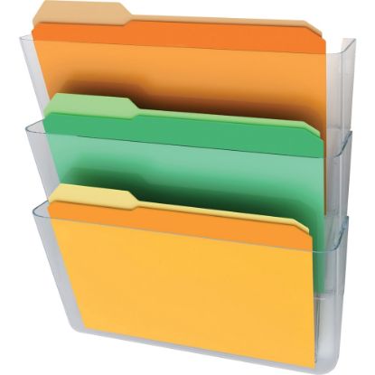 Picture of Deflecto Stackable Wall Pocket File, 3 Pack, Clear