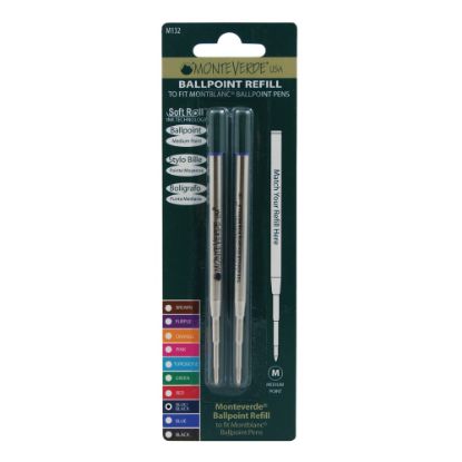 Picture of Monteverde Ballpoint Refills For Montblanc Ballpoint Pens, Medium Point, 0.7 mm, Blue/Black Ink, Pack Of 2