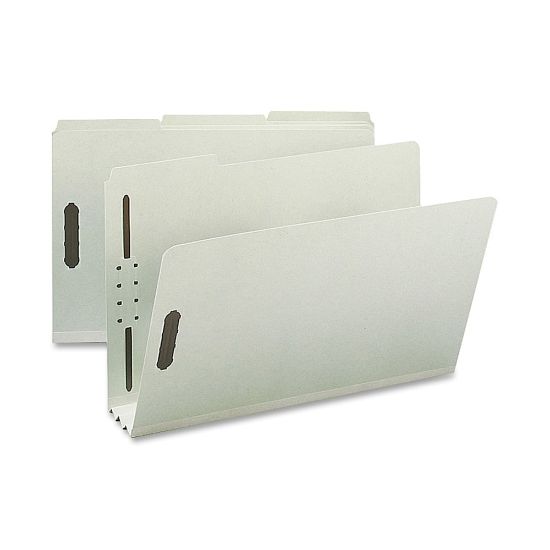 Picture of Nature Saver 1/3-Cut Pressboard Fastener Folders, Legal Size, 3in Expansion, 75% Recycled, Gray Green, Box Of 25