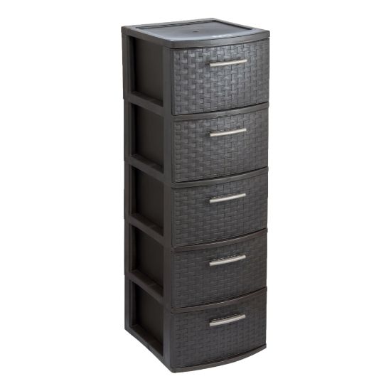 Picture of Inval Infinity 5-Drawer Storage Cabinet, 39inH x 12-5/8inW x 14-5/8inD, Espresso