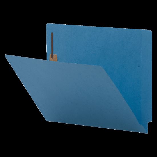 Picture of Business Source Letter Recycled Fastener Folder - 8 1/2in x 11in - 2 Fastener(s) - End Tab Location - Blue - 10% Recycled - 50 / Box