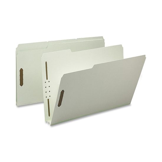 Picture of Nature Saver 1/3-Cut Pressboard Fastener Folders, Legal Size, 2in Expansion, 100% Recycled, Gray Green, Box Of 25