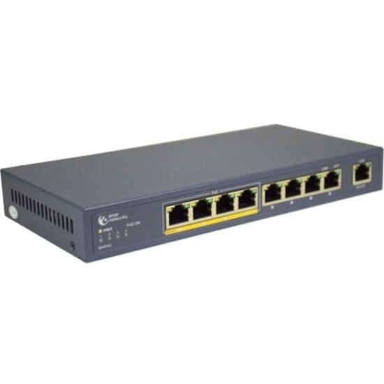 Picture of Amer 8+1 Port 10/100 Switch with 4 x PoE Ports and 5 x 10/100 - 9 Ports - Fast Ethernet - 10/100Base-TX - 2 Layer Supported - Twisted Pair - Desktop, Wall Mountable, Under Table - 3 Year Limited Warranty