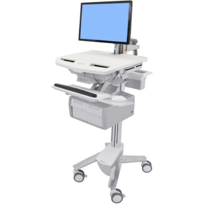 Picture of Ergotron StyleView Cart with LCD Arm, 2 Tall Drawers (2x1) - Up to 24in Screen Support - 37.04 lb Load Capacity - Floor - Plastic, Aluminum, Zinc-plated Steel