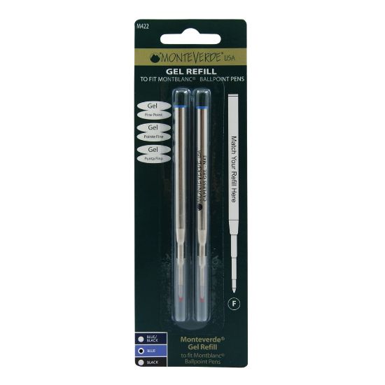 Picture of Monteverde Capless Gel Refills For Montblanc Ballpoint Pens, Fine Point, 0.5 mm, Blue, Pack Of 2