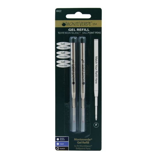 Picture of Monteverde Capless Gel Refills For Montblanc Ballpoint Pens, Fine Point, 0.5 mm, Black, Pack Of 2