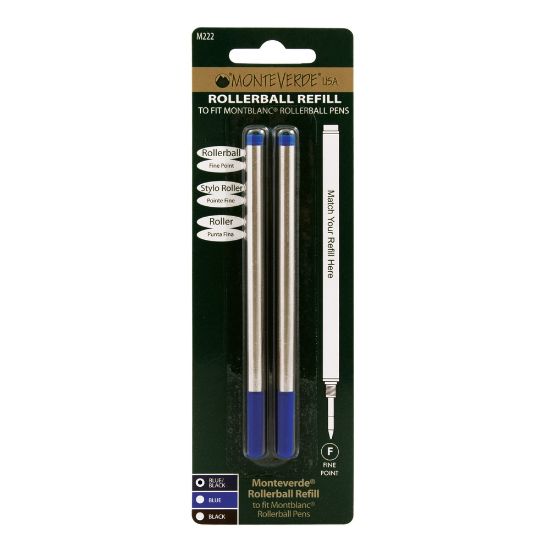 Picture of Monteverde Rollerball Refills For Montblanc Rollerball Pens, Fine Point, 0.5 mm, Blue/Black, Pack Of 2 Refills