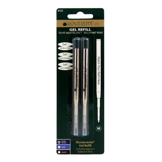 Picture of Monteverde Capless Gel Refills For Montblanc Ballpoint Pens, Medium Point, 0.7 mm, Blue/Black, Pack Of 2