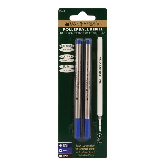 Picture of Monteverde Rollerball Refills For Montblanc Rollerball Pens, Fine Point, 0.5 mm, Blue, Pack Of 2 Refills