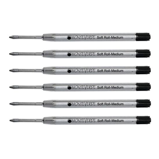 Picture of Monteverde Soft Roll Parker Style Ballpoint Refills, Medium Point, 0.7 mm, Black, Pack Of 6