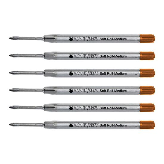 Picture of Monteverde Soft Roll Parker Style Ballpoint Refills, Medium Point, 0.7 mm, Brown, Pack Of 6