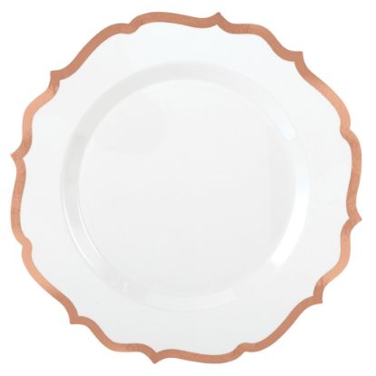 Picture of Amscan Ornate Premium Plastic Plates With Trim, 7-3/4in, White/Rose Gold, Pack Of 20 Plates