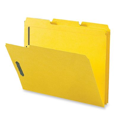 Picture of Sparco Color Fastener Folders With 2-Ply Tabs, Letter Size, Yellow, Box Of 50