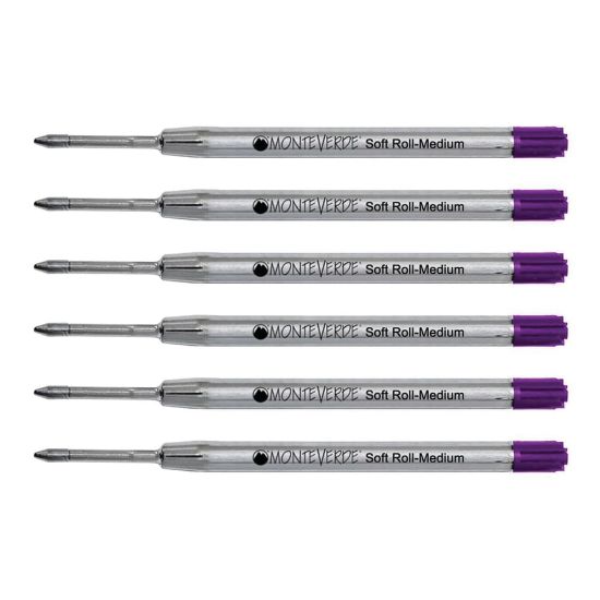 Picture of Monteverde Soft Roll Parker Style Ballpoint Refills, Medium Point, 0.7 mm, Purple, Pack Of 6