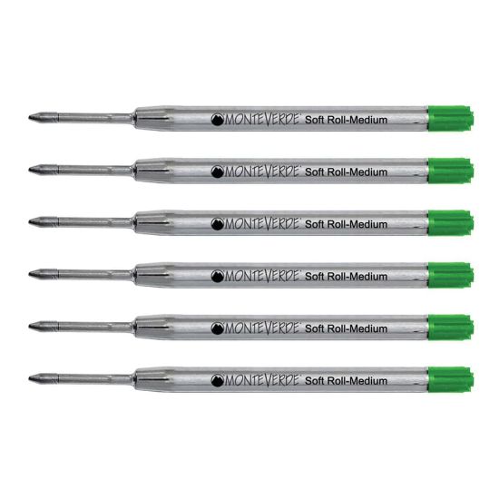 Picture of Monteverde Soft Roll Parker Style Ballpoint Refills, Medium Point, 0.7 mm, Green, Pack Of 6