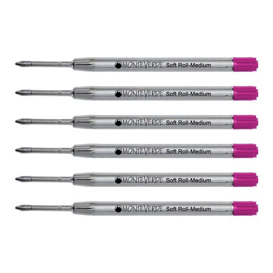 Picture of Monteverde Soft Roll Parker Style Ballpoint Refills, Medium Point, 0.7 mm, Pink, Pack Of 6