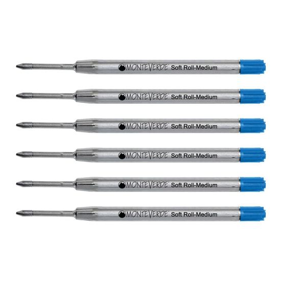 Picture of Monteverde Soft Roll Parker Style Ballpoint Refills, Medium Point, 0.7 mm, Turquoise, Pack Of 6