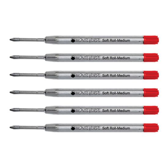 Picture of Monteverde Soft Roll Parker Style Ballpoint Refills, Medium Point, 0.7 mm, Red, Pack Of 6