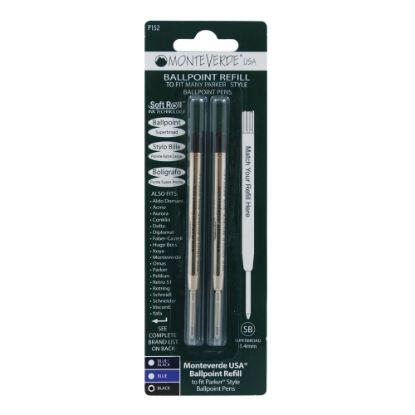 Picture of Monteverde Soft Roll Parker Style Ballpoint Refills, Broad Point, 0.9 mm, Black, Pack Of 2