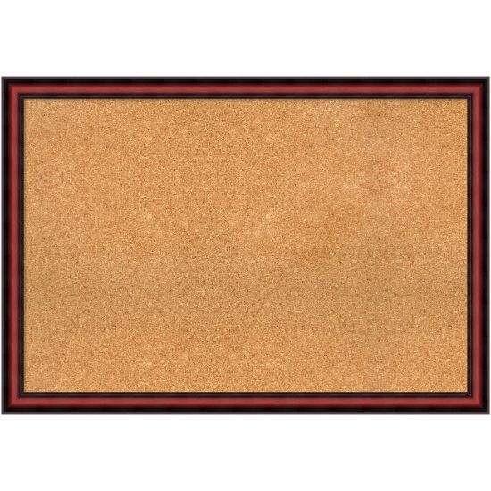 Picture of Amanti Art Non-Magnetic Cork Bulletin Board, 39in x 27in, Natural, Rubino Cherry Scoop Wood Frame