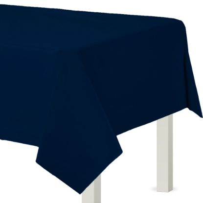 Picture of Amscan Flannel-Backed Vinyl Table Covers, 54in x 108in, Navy Blue, Pack Of 2 Covers