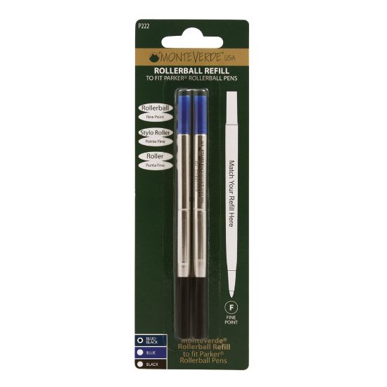 Picture of Monteverde Rollerball Refills For Parker Rollerball Pens, Fine Point, 0.5 mm, Blue/Black, Pack Of 2 Refills