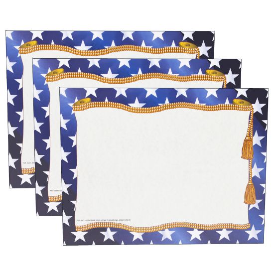 Picture of Hayes Certificates, 8-1/2in x 11in, Stars Border, 50 Certificates Per Pack, Set Of 3 Packs